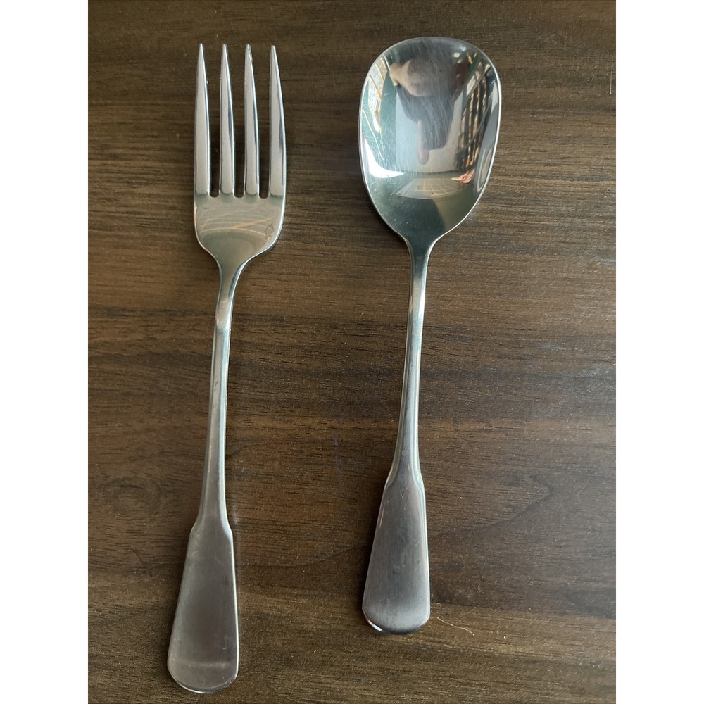 Oneida SSS Stainless Boston Colonial Satin Sugar Shell Serving Spoon &‎ Fork